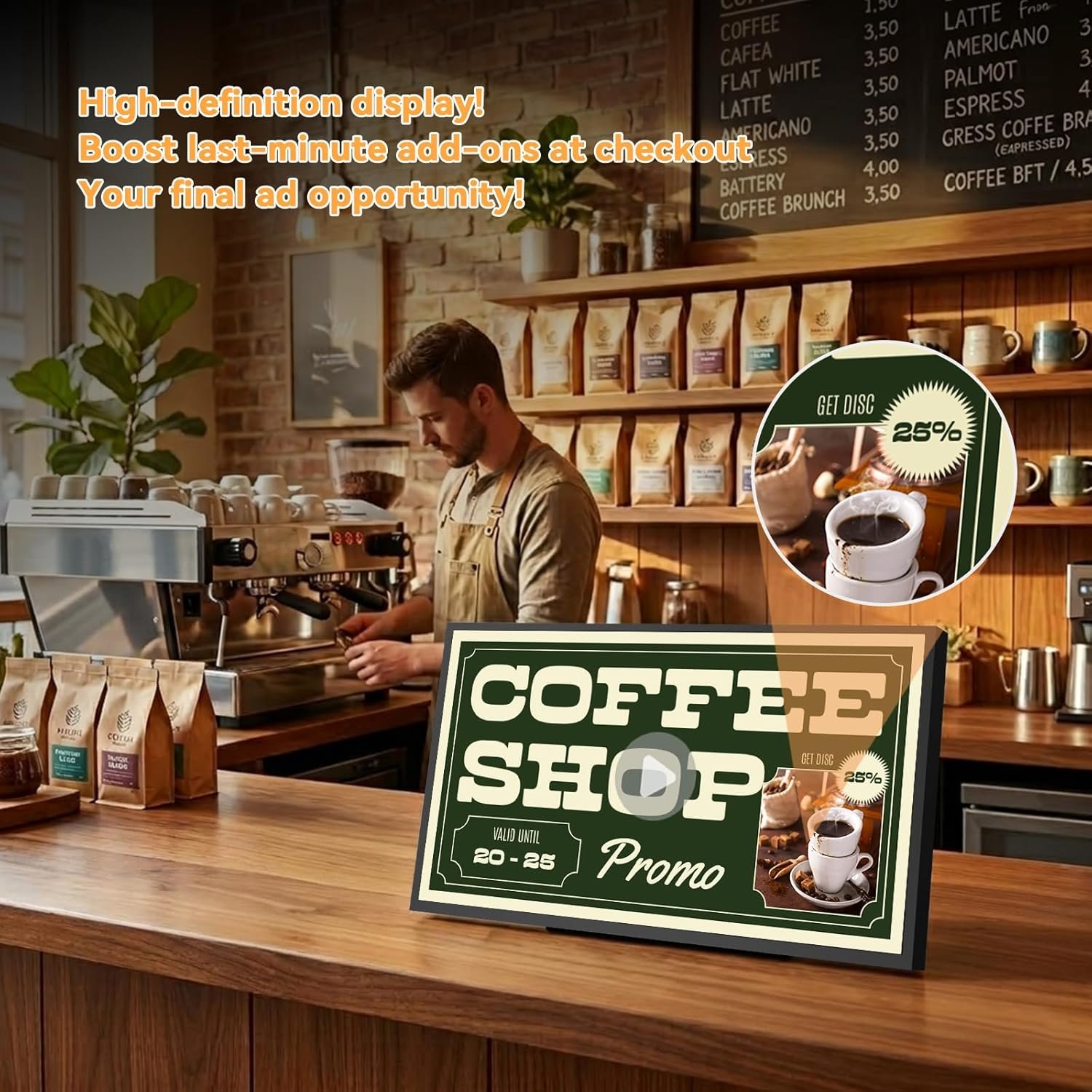 Digital Menu Board 18.5 Inch 700 Nits Ultra-Bright Android Display with Free Web Editor, Desktop Digital Signage for Stores, Restaurants & Commercial Use - Image 4