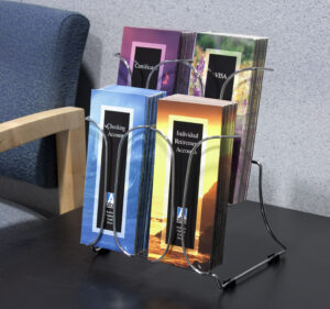 Brochure Storage Rack | Wire Flyer Holder with Chrome Finish