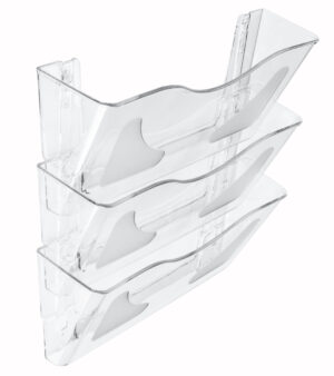 Clear Wall File Holder | 3 Pockets for Stacking