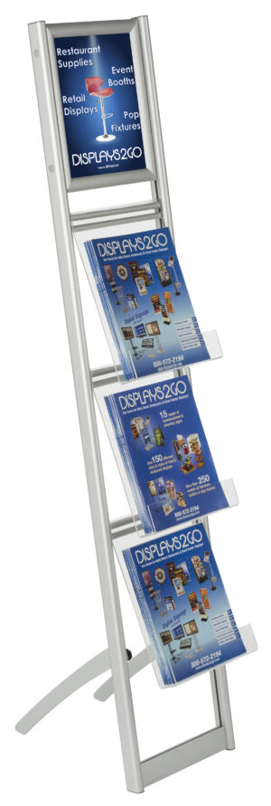 Collapsible Magazine Stand | Silver Frame & Clear Pockets
