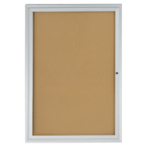 Cork Bulletin Boards | 24 x 36 Enclosed w/ Locking Door - Silver