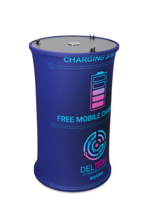 Custom Printed Charging Table, 6 Retracting Cables, 1 Wireless Pad, Portable