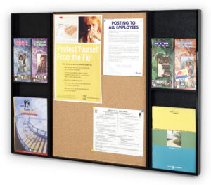 Information Display with Pinnable Cork Board & Pamphlet Pockets