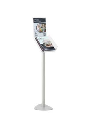 Lobby Magazine and Sign Stand | Clear Acrylic Pocket & Header