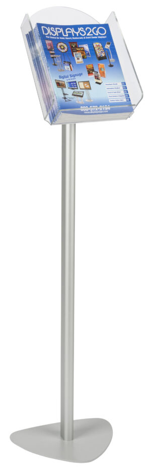 Lobby Magazine Stand | Silver Aluminum Post & Base