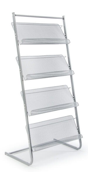 Mesh Magazine Rack | (4) Tiers w/ Glossy Gray Finish