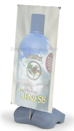 Outdoor Banner Stand with Adjustable Width u0026 Height, Fillable Base - Gray