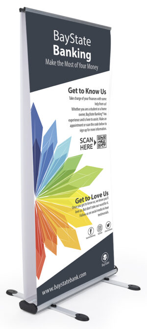 Outdoor Retractable Banner Stand for 39” x 79” Graphics, Banner Not Included - Silver