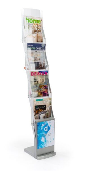 Zig Zag Magazine Stand | 4 Pockets & Sign Holder