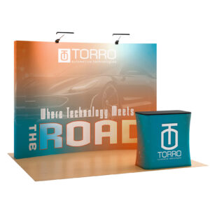 10' Curved Pop-Up Trade Show Kit with Custom Printing, Portable Counter - Full Color