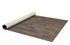 10' Rollable Vinyl Floor Kit, Set of [2] 5' x 10' Strips, Pad, Case, Faux Wood - Tan