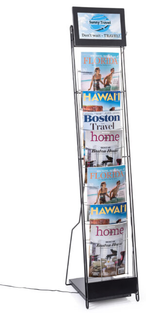10-Tiered Magazine Floor Stand with 10.1” LCD Digital Screen, 8.5