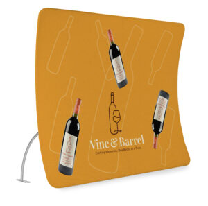 10’ Trade Show Backdrop w/ Custom Printing, Curved, Portable - Silver