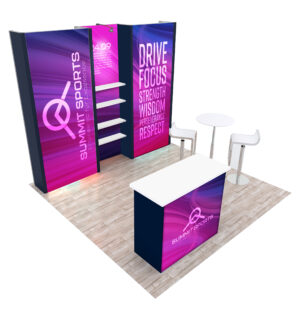 10x10 Modular Trade Show Booth Kit w/ SEG Graphics, Counter, Full-Size Closet
