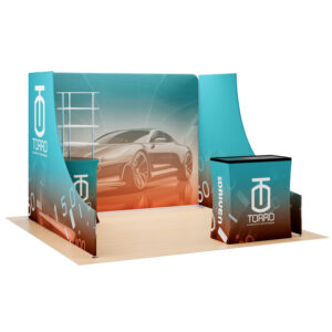 10x10 Modular Trade Show Booth Kit w/ Sidewalls, Custom Graphics, Tower, Counter