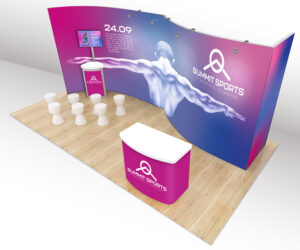 10x20 Modular Trade Show Booth Kit, SEG Graphics, Monitor Mount and Counter