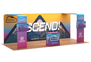 10x20 Pop Up Tradeshow Booth Display w/ Monitor Mounts, Custom Graphics and Counter