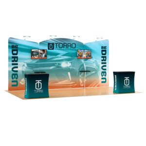 10x20 Trade Show Booth w/ Custom Printing, 2 Monitor Mounts, 2 Counters - Full Color