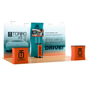 10x20 Trade Show Booth w/ Custom Printing, Monitor Mount, 2 Counters - Full Color