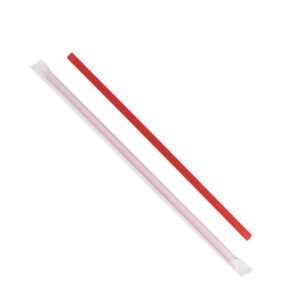 10.25" Giant (8mm) Red Film-Wrapped Plastic Straw - 1 case (1200 piece)