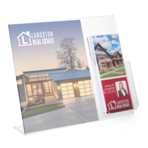 Acrylic Sign frame with Brochure Holder, Slant Back - Clear