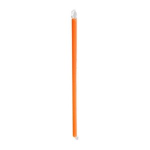 9" Giant (8mm) Orange Film-Wrapped Plastic Straw - 1 case (2500 piece)