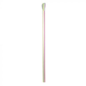 9" Giant (8mm) Clear Striped Film-Wrapped Plastic Spoon Straw - 1 case (2000 piece)