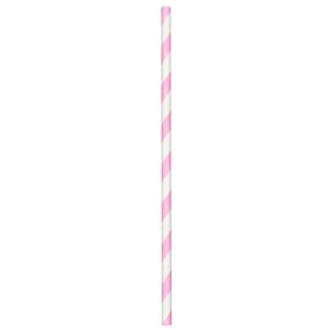 7.75" Jumbo (6mm) Pink Striped Unwrapped Paper Straw - 1 case (2000 piece)