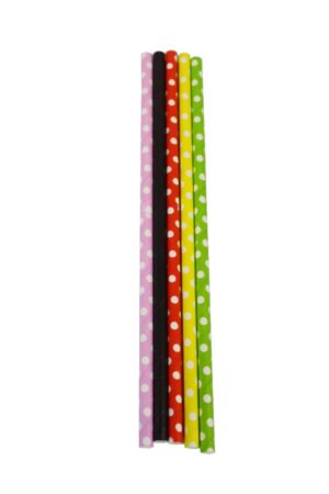 7.75" Jumbo (6mm) Assorted Dots Paper-Wrapped Paper Straw - 1 case (2000 piece)