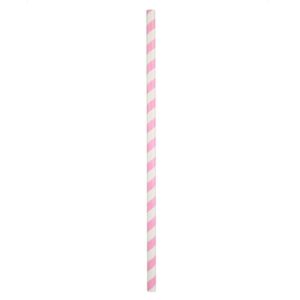 10.25" Giant (8mm) Pink Striped Unwrapped Paper Straw - 1 case (1000 piece)