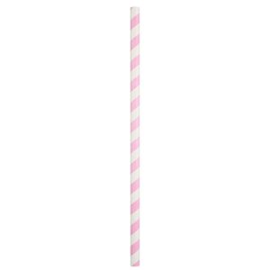 9" Giant (8mm) Pink Striped Unwrapped Paper Straw - 1 case (1500 piece)