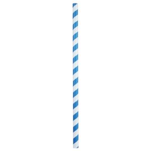 9" Giant (8mm) Blue Striped Unwrapped Paper Straw - 1 case (1200 piece)