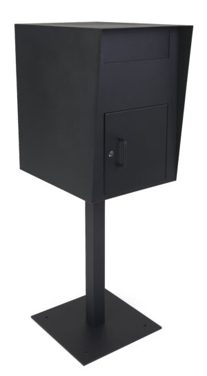 16 w x 52 h Outdoor Pedestal Drop Box w/ Permanent Mounting and Steel Build - Black