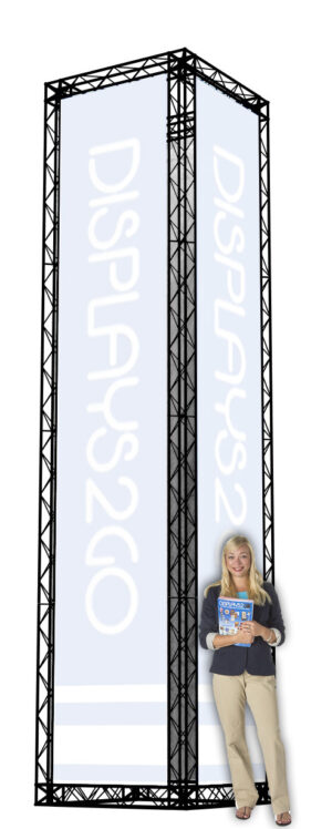 17' Tall Square Trade Show Truss Display, Aluminum - Black