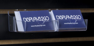 2-Pocket Acrylic Business Card Holder for Slatwall, Open Pockets - Clear