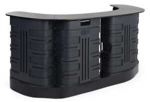 2 Portable Equipment Cases, Convert to Counter w/ Interior Shelves - Grey; Black