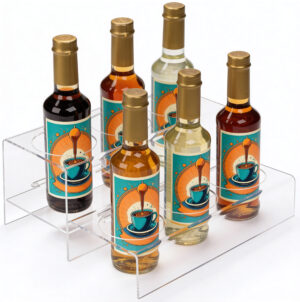 2-Tiered Acrylic Bottle Organizer for Countertop Use, 6 Slots - Clear
