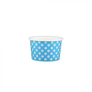 4 oz Polka Dot Blue Cold/Hot Paper Food Container - 1000/Case