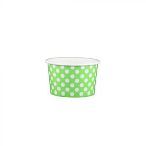 4 oz Polka Dot Lime Green Cold/Hot Paper Food Container - 1 case (1000 piece)