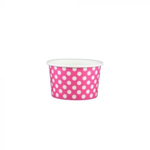 4 oz Polka Dot Pink Cold/Hot Paper Food Container - 1 case (1000 piece)