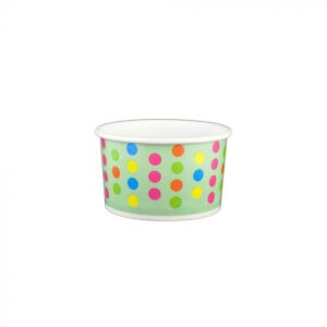 5 oz Polka Dot Aqua Rainbow Cold/Hot Paper Food Container - 1 case (1000 piece)
