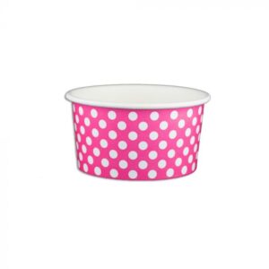 6 oz Polka Dot Pink Cold/Hot Paper Food Container - 1 case (1000 piece)