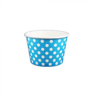 8 oz Polka Dot Blue Cold/Hot Paper Food Container - 1000/Case