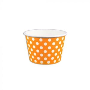 8 oz Polka Dot Orange Cold/Hot Paper Food Container - 1 case (1000 piece)