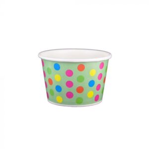 8 oz Polka Dot Aqua Rainbow Cold/Hot Paper Food Container - 1 case (1000 piece)