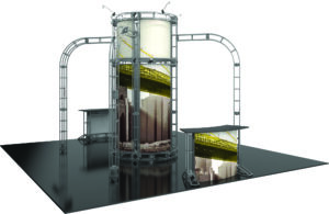 20x20 Trade Show Booth Kit, Display Tower, Counters, Orbus Orbital Express Vesta