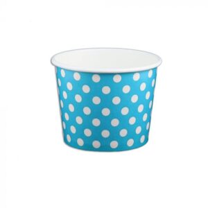 12 oz Polka Dot Blue Cold/Hot Paper Food Container - 1000/Case