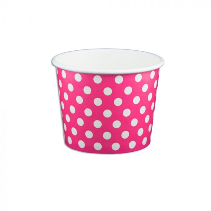12 oz Polka Dot Pink Cold/Hot Paper Food Container - 1 case (1000 piece)