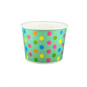 12 oz Polka Dot Aqua Rainbow Cold/Hot Paper Food Container - 1000/Case