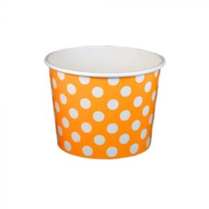 16 oz Polka Dot Orange Cold/Hot Paper Food Container - 1 case (1000 piece)